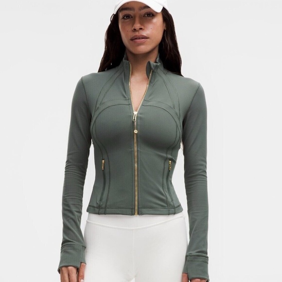 LULULEMON DEFINE CROPPED JACKET NULU DARK FOREST GOLD ZIPPER SZ 12 NEW - Picture 9 of 9